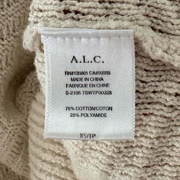 A.L.C. Intarsia Knit Sweater Crochet Cotton Pullover Puff Classic Minimalist XS - Picture 12 of 14